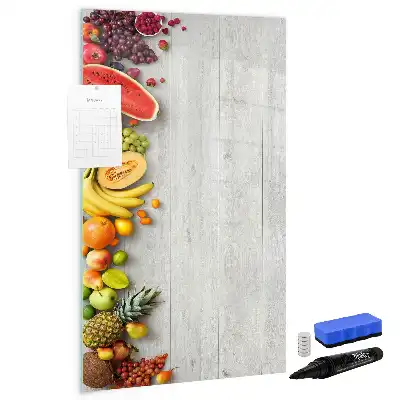 Tableau magnétique effaçable à sec motif légumes sur bois