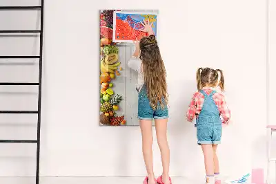 Tableau magnétique effaçable à sec motif légumes sur bois