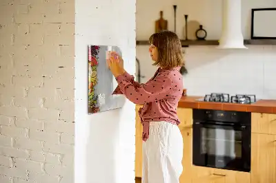 Tableau magnétique effaçable à sec motif légumes sur bois