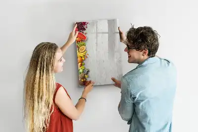 Tableau magnétique effaçable à sec motif légumes sur bois