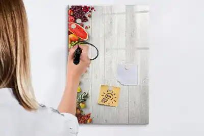 Tableau magnétique effaçable à sec motif légumes sur bois