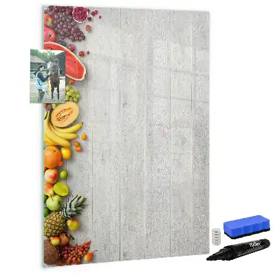 Tableau magnétique effaçable à sec motif légumes sur bois