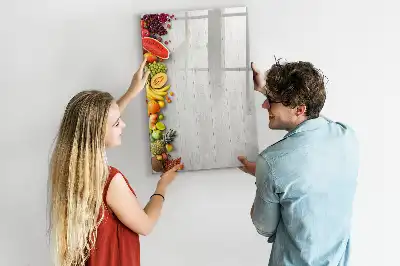Tableau magnétique effaçable à sec motif légumes sur bois
