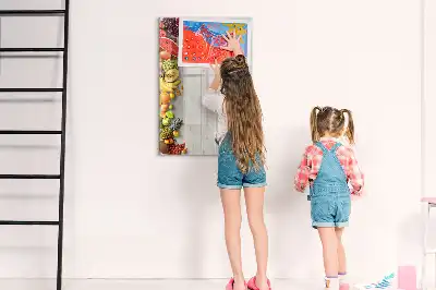 Tableau magnétique effaçable à sec motif légumes sur bois