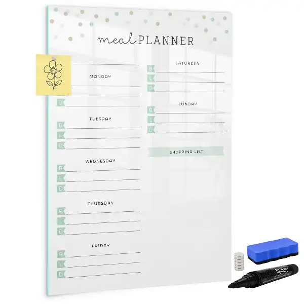 Tableau effaçable magnétique pour menu planificateur de repas hebdomadaire