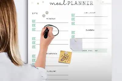 Tableau effaçable magnétique pour menu planificateur de repas hebdomadaire