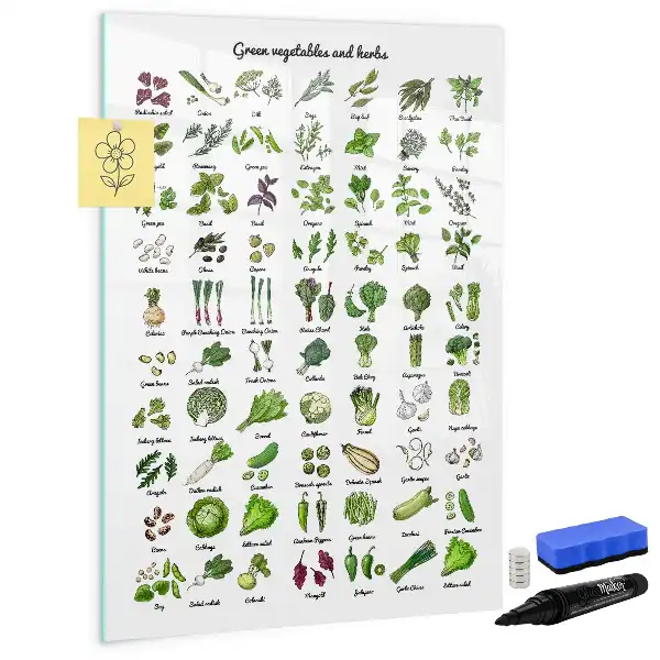 Tableau magnétique effaçable à sec motif légumes verts