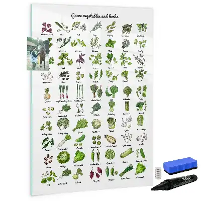 Tableau magnétique effaçable à sec motif légumes verts