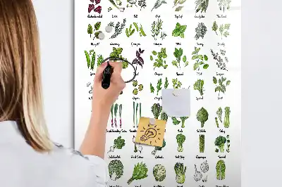 Tableau magnétique effaçable à sec motif légumes verts