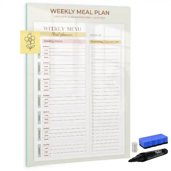 Tableau magnétique effaçable à sec pour le programme de repas hebdomadaire