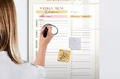 Tableau magnétique effaçable à sec pour le programme de repas hebdomadaire