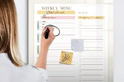 Tableau magnétique effaçable à sec pour le programme de repas hebdomadaire