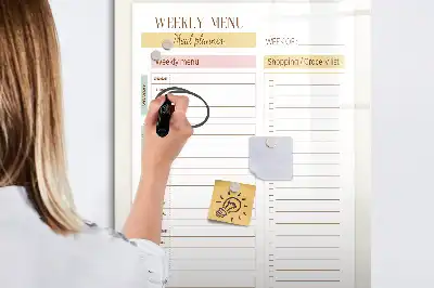 Tableau magnétique effaçable à sec pour le programme de repas hebdomadaire