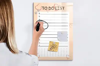 Tableau magnétique effaçable à sec pour liste de tâches