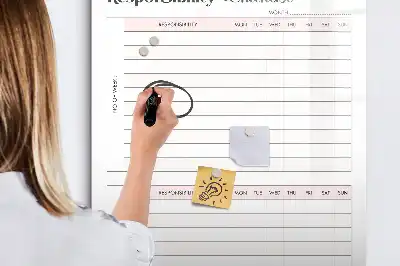 Tableau magnétique effaçable à sec modèle liste des responsabilités