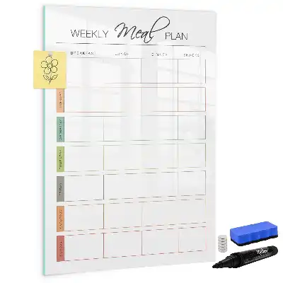 Tableau magnétique effaçable à sec organisateur pour programme de repas hebdomadaire