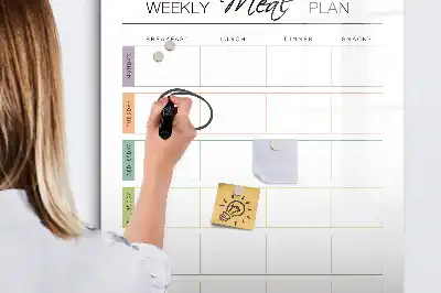 Tableau magnétique effaçable à sec organisateur pour programme de repas hebdomadaire