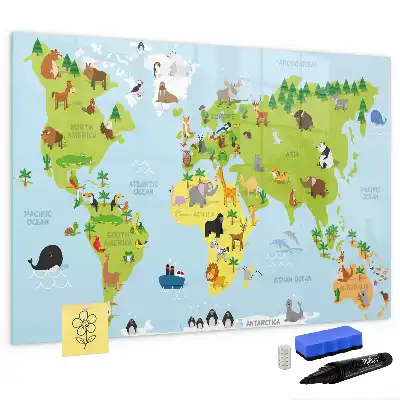 Carte du monde des animaux tableau magnétique pour dessiner