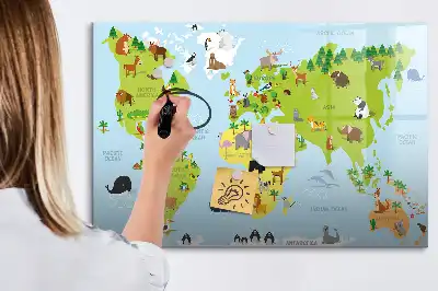 Carte du monde des animaux tableau magnétique pour dessiner