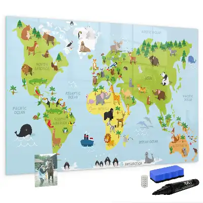 Carte du monde des animaux tableau magnétique pour dessiner