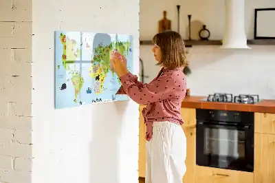 Carte du monde des animaux tableau magnétique pour dessiner