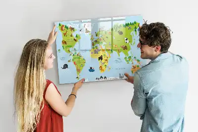 Carte du monde des animaux tableau magnétique pour dessiner