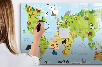 Carte du monde des animaux tableau magnétique pour dessiner