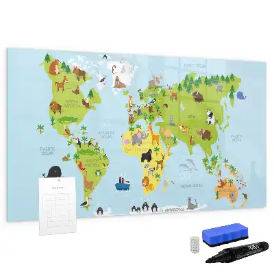 Carte du monde des animaux tableau magnétique pour dessiner