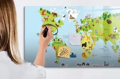 Carte du monde des animaux tableau magnétique pour dessiner