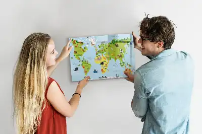 Carte du monde des animaux tableau magnétique pour dessiner