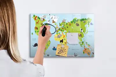 Carte du monde des animaux tableau magnétique pour dessiner