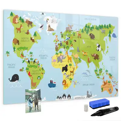 Carte du monde des animaux tableau magnétique pour dessiner