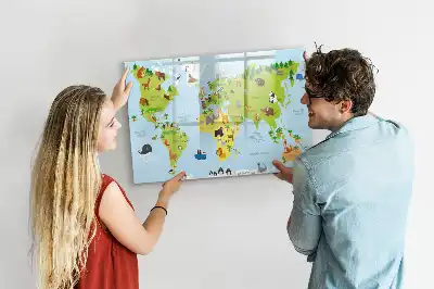 Carte du monde des animaux tableau magnétique pour dessiner