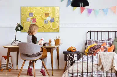 Tableau magnétique à dessiner motif rondelles de citron