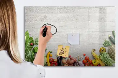 Tableau magnétique à dessiner motif légumes sur la table