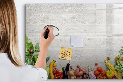 Tableau magnétique à dessiner motif légumes sur la table