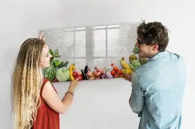 Tableau magnétique à dessiner motif légumes sur la table