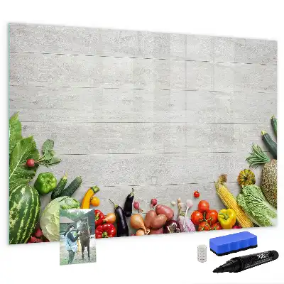 Tableau magnétique à dessiner motif légumes sur la table
