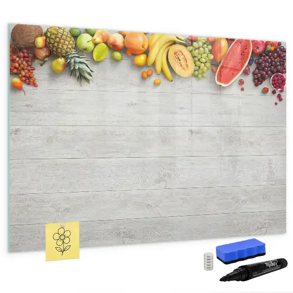 Tableau magnétique à dessiner motif fruits sur la table