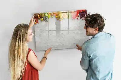 Tableau magnétique à dessiner motif fruits sur la table