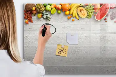 Tableau magnétique à dessiner motif fruits sur la table