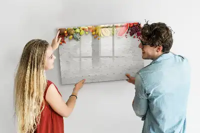 Tableau magnétique à dessiner motif fruits sur la table