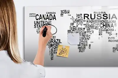 Tableau magnétique à dessiner modèle continents en lettres