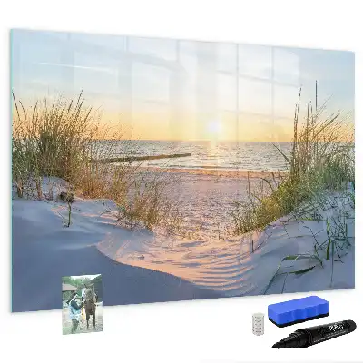 Tableau magnétique pour dessiner motif coucher de soleil sur la plage