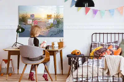 Tableau magnétique pour dessiner motif coucher de soleil sur la plage
