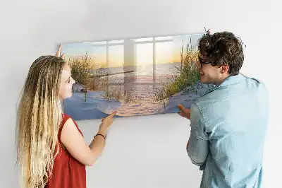Tableau magnétique pour dessiner motif coucher de soleil sur la plage