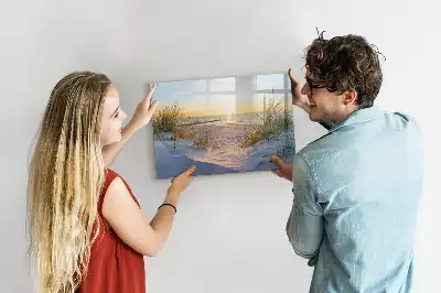 Tableau magnétique pour dessiner motif coucher de soleil sur la plage