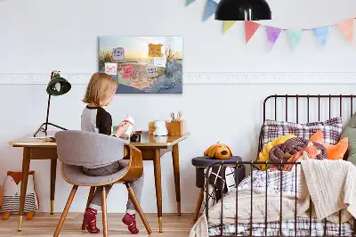 Tableau magnétique pour dessiner motif coucher de soleil sur la plage
