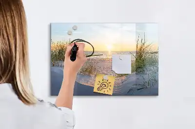 Tableau magnétique pour dessiner motif coucher de soleil sur la plage
