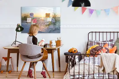 Tableau magnétique pour dessiner motif coucher de soleil sur la plage